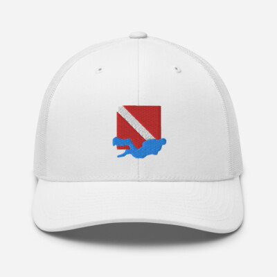 Trucker Cap ''Diver Down SCUBA Flag'' Embroidered Trucker Hat