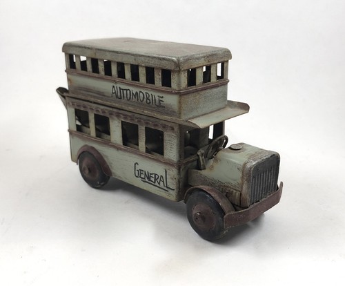 Vintage Automobile General Double Decker Toy Tin Bus - Picture 4 of 8