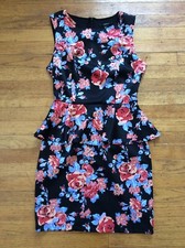 Forever 21 Women’s Dress Sleveless Bodycon Peplum Floral Roses Small
