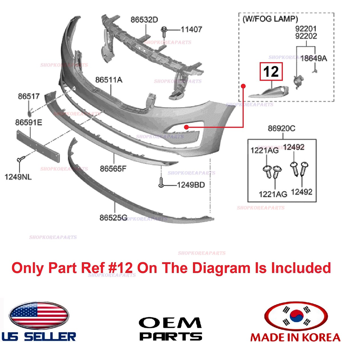 Genuine Front Bumper Fog Light Cover Bezel RIGHT ⭐OEM⭐ KIA