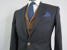Brooks Brothers classic navy blue gold beveled sheep buttons sport coat 38 R