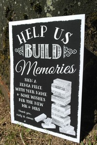 PERSONALISED Help us BUILD MEMORIES print Jenga vintage chalk style ...