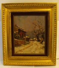 Par André Béronneau, attachant paysage sous la neige, environ de Lyon    #1864#