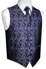 MEN'S PURPLE PAISLEY TUXEDO VEST, TIE  HANKIE SET. FORMAL, DRESS, WEDDING, PROM