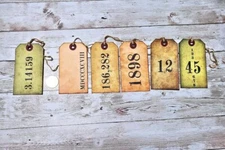 6~Vintage Style~Ephemera~Numbers~Junk Journal~Linen Cardstock~Hang Tags