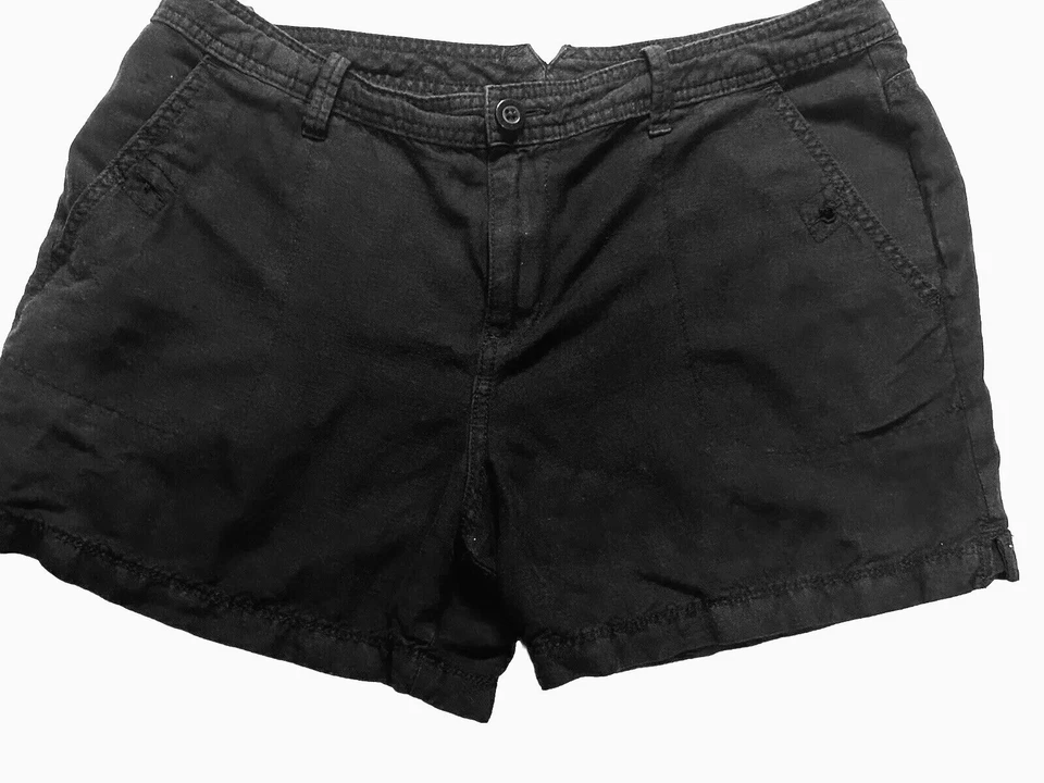 Calvin Klein Jeans - Women’s - Size 12 (34” Waist) - Twill - Linen Shorts Black - Image 4 of 4