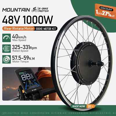 48V 1000W MTB Electric Bike Conversion Kit Rear Wheel Hub