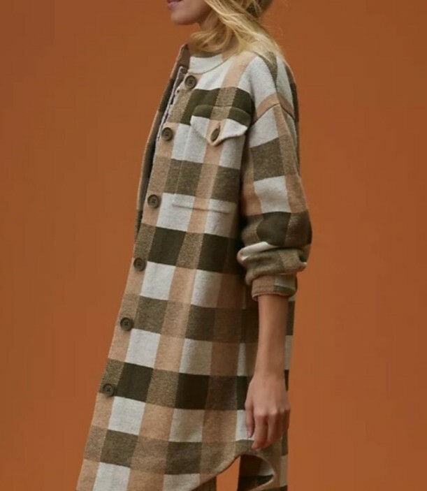 Anthropologie Field Flowers Plaid Sweater Coat Shacket SIZE M NEW WITH TAGS