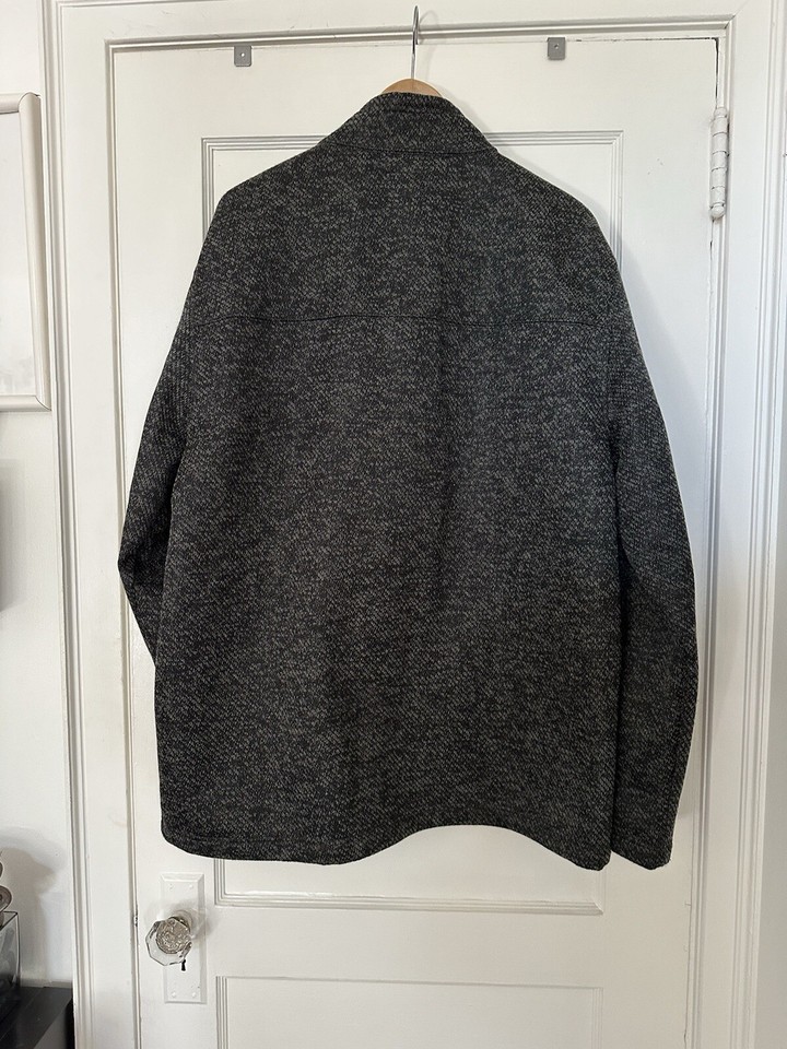 GH & Bass Co. Black Gray Jacket Coat Mens Full Zipper XL 100 Polyester