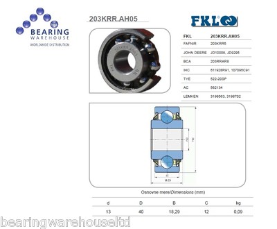 FKL 203KRRAH05 Sämaschinenlager JD10008 3198563 3198702 JD9295