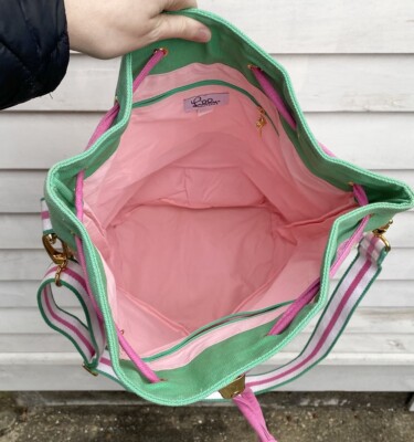 Lilly Pulitzer Canvas Drawstring Shoulder Bag With Frogs  display picture 1
