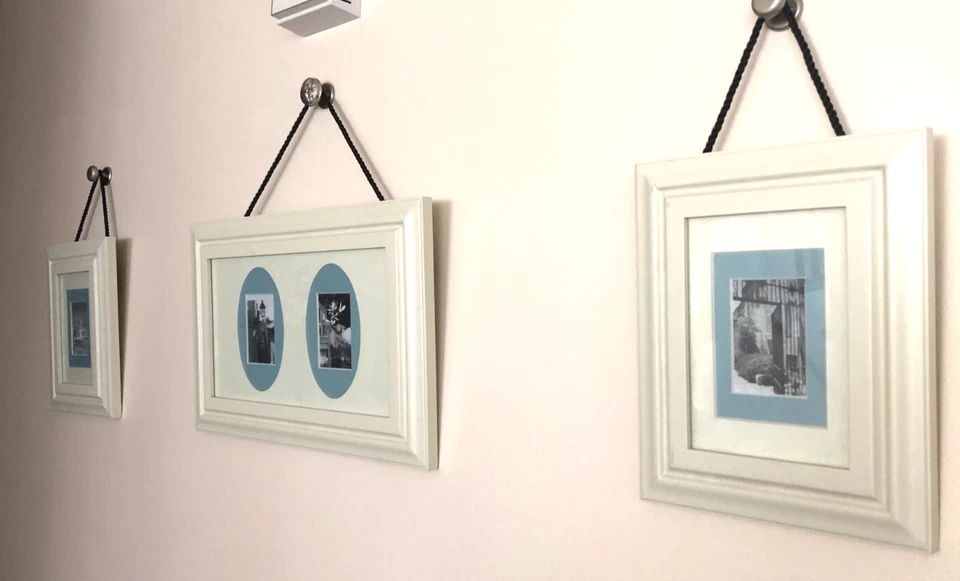 Juego de 3 marcos de fotos blancos con mate, (1) es de 10" x 16", (2) son de 8" x 10" Foto 2 de 4