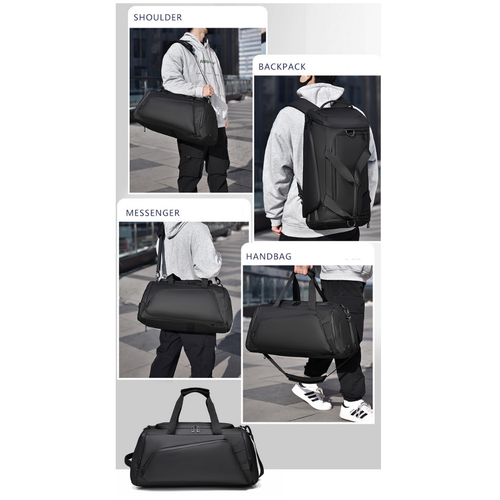 Gym Sports Bag with Shoe Compartment Wet Pocket,40.6L Shoulder Strap & Backpack - Picture 5 of 8