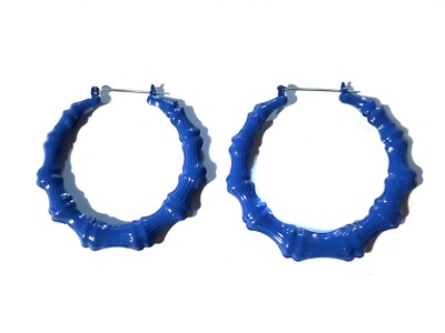 BAMBOO HOOP EARRINGS ASSORTED COLORS 2.5 INCH HOOPS Lightweight
