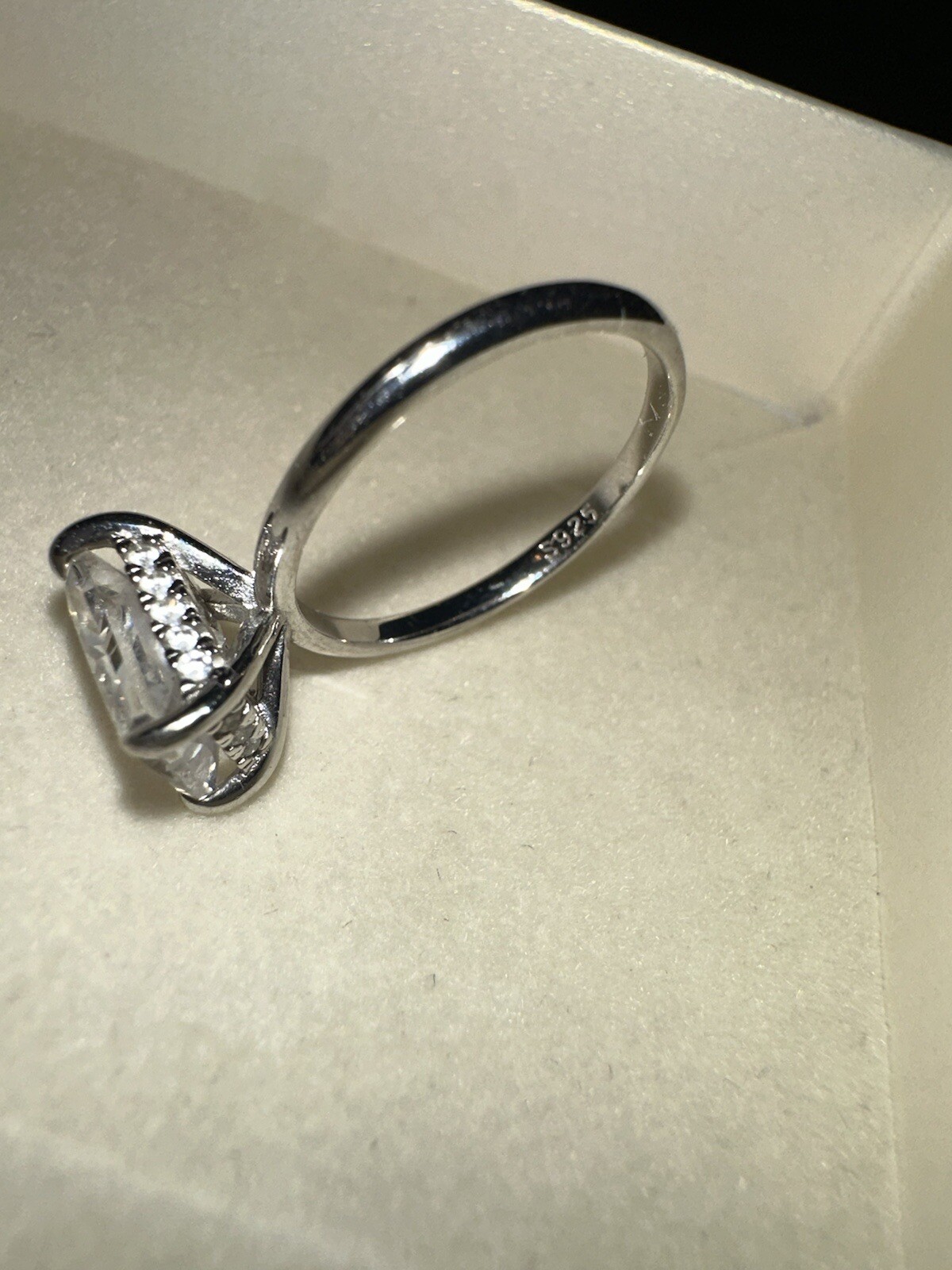 Modern Gents Engagement Ring Size 6 Sterling Silver 3… Gem