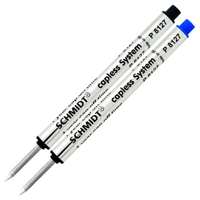 2X Schmidt P8127 Short Capless System Rollerball Blue/Black Ink Medium Tip