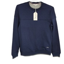 Ben Sherman Quilted Crewneck Sweatshirt Navy Collegiate Preppy Academia Mens S