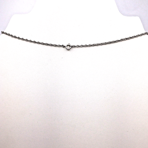 Vintage Am Lee Sterling Silver Filigree Necklace Rhodium Plated Crystal *AS IS* - Picture 2 of 6