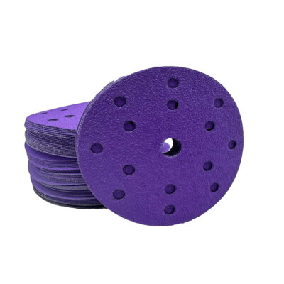 SATC 6''(150mm) 25PCS Hook&Loop Purple Ceramic Discs P220 for Polishing with 15-H