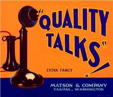 Yakima Washington "Quality Talks" Telephone Apple Fruit Crate Label Art Print