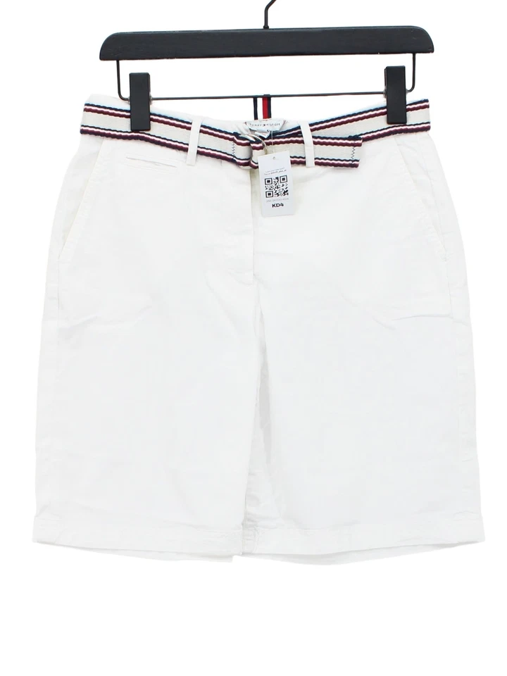 Tommy Hilfiger Women's Shorts UK 6 White Cotton with Lyocell Modal, Elastane Mom