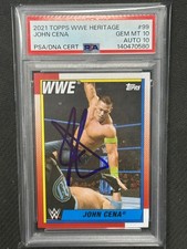 John Cena 2021 Topps WWE Heritage Auto Hand Signed PSA 10 Auto 10 #99