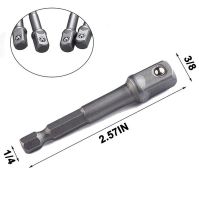 5 Pieces Impact Adapter Square Socket Adapter, 1/4'' Hex Shank to 3/8'' Square