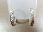 VTG SIGNED KABANA 925 STERLING SILVER CZ HOOP PIERCED EARRINGS