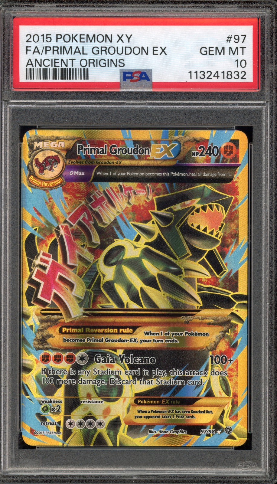 Pokemon Primal Groudon EX XY Ancient Origins Full Art #97 PSA 10 Gem Mint