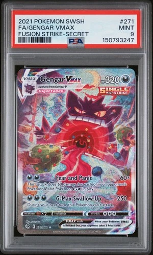 2021 POKEMON SWORD & SHIELD FUSION STRIKE SECRET #271 FULL ART/GENGAR VMAX PSA 9