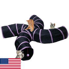 EGETOTA Tunnel pour Chat : Grand 4 Voies Pliable en Forme de S avec Ballon de Jeu