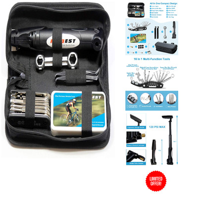 Fahrrad Werkzeugset 16 in 1 Multitool Reparaturset Pumpe Tas