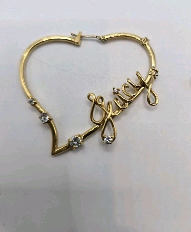 Juicy Couture Signature Heart Hoop Pierced Earrings Gold Plated Rhinestones - Image 2 of 4