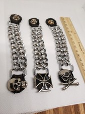 Vest Extender Lot Of 3 Skull Crossbones, Biker Vintage Harley Davidson Leather