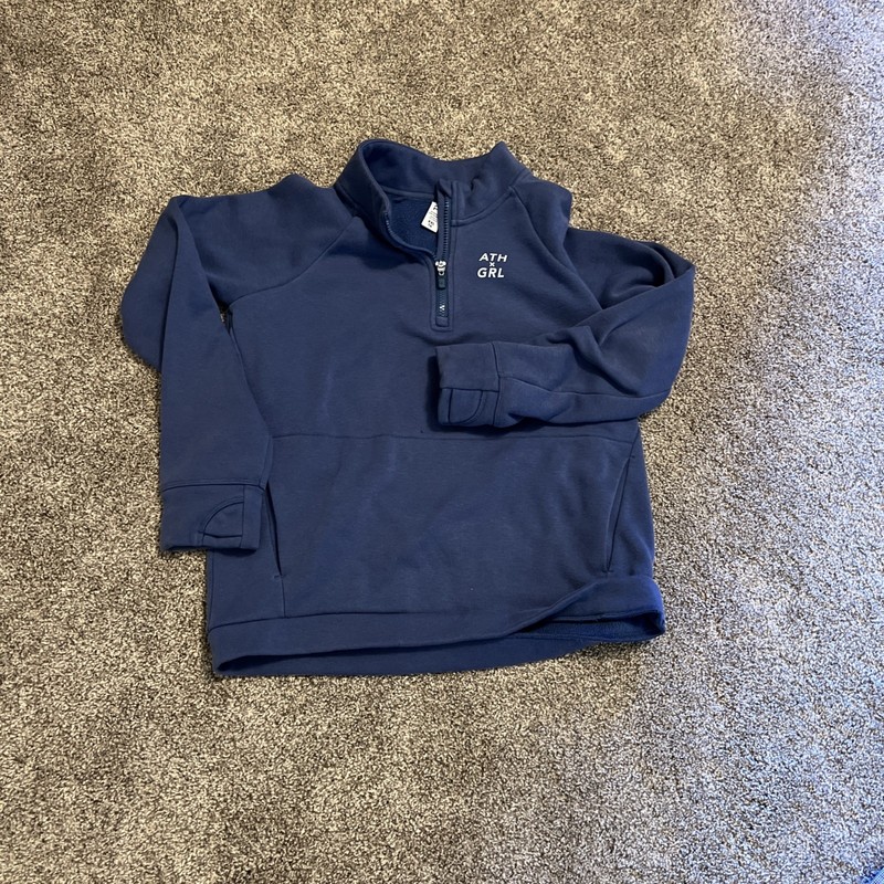 Athleta Girl XXL 16 Blue Plush Sweatshirt Jacket Kangaroo Pocket Thumb Holes
