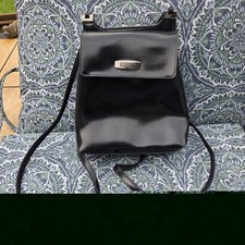 Vintage 90s Esprit Black Faux Leather Mini Ba...