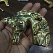 Solid Brass Horse Head Handle Styled Wooden Style Walking Stick Cane Gift