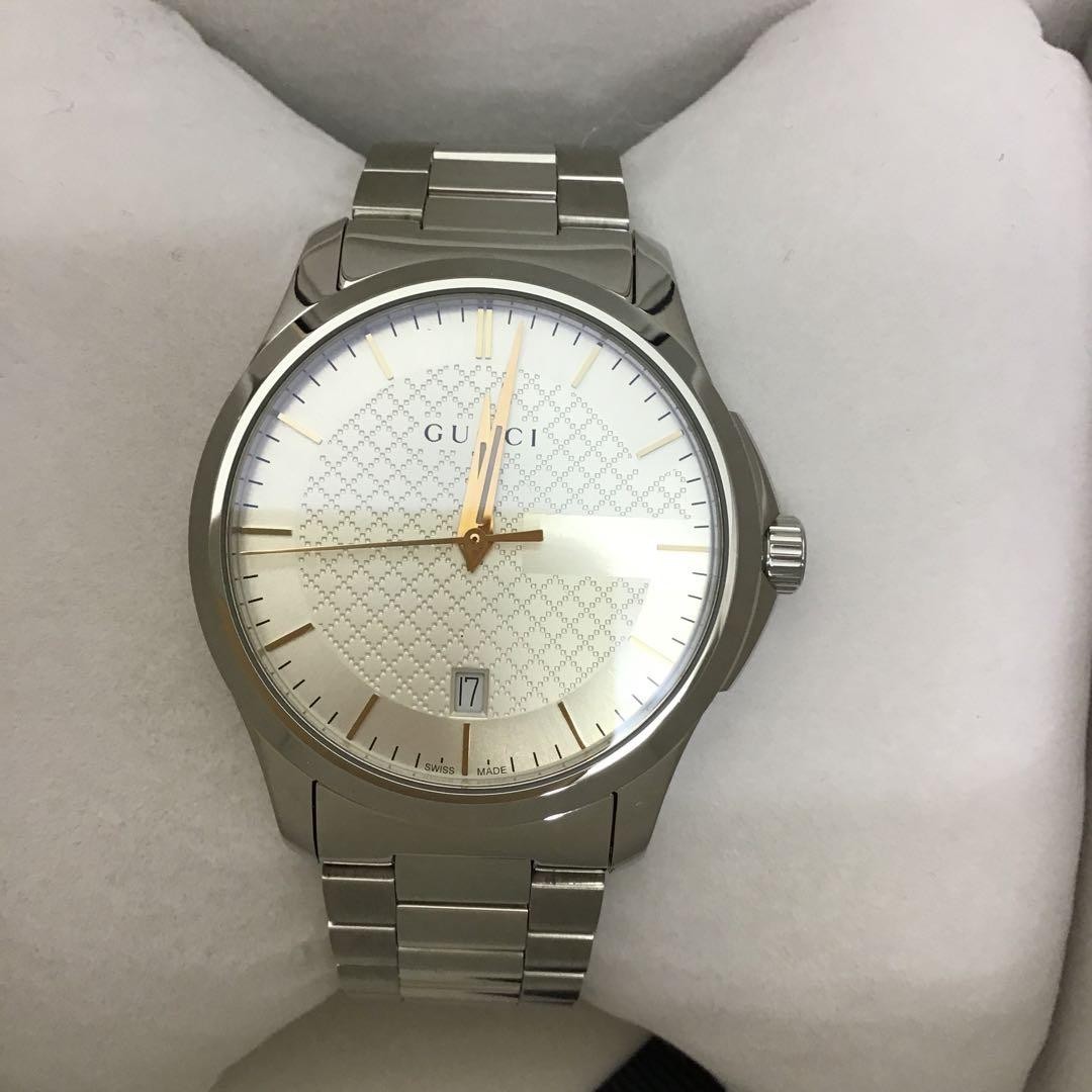 GUCCI G Timeless Quartz Watch Silver Gold Stainless Steel 5 ATM New image 3
