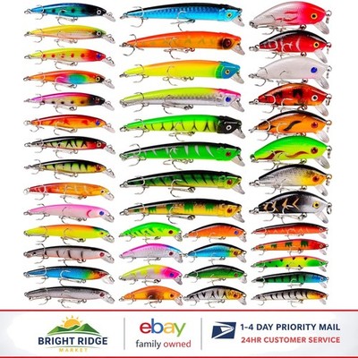 Diverse Fishing Lures Collection with Treble Hooks for Bass and Pike Fishing