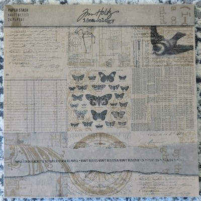 Tim Holtz idea-ology Kraft Resist Paper Stash - 12 x 12 inches New - 24 pages 