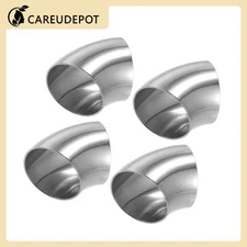 4 Pcs OD 2.5 Inch 45 Degree SS304 Stainless Steel Exhaust Elbow Pipe Car New