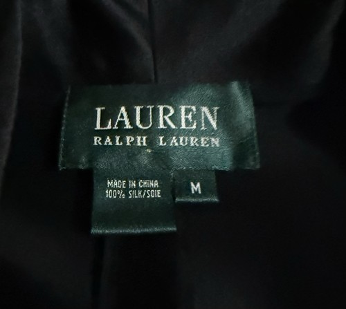 Lauren Ralph Lauren Blazer Women’s M Belted Wrap Jacket 100% Silk Elegant Black - Picture 6 of 7