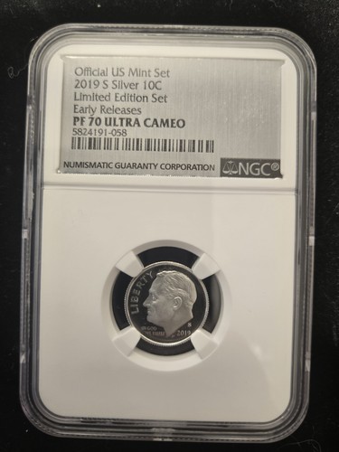 2019 S Silver 10C NGC PF 70 Ultra Cameo Early Releases 1st .999 Silver Dime - Picture 3 of 4