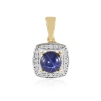Cavill Sternsaphir AnhäNger 1,13Ct Rundcabochon 925 Silber Vergoldet