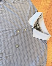 Camisa polo Brooks Brothers Country Club ProSport para hombre 2XL azul claro/gris a rayas