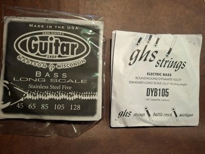 GHS BASS GUITAR 4 STRING & GREG GINTERS GUITAR SHOP 5 ST LONG SCALE STRINGS