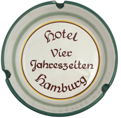 VTG Hotel Vier Jahreszeiten Hamburg Ceramic Tip Plate Ashtray w/ Glass Insert