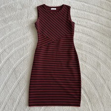 Calvin Klein Striped Sleeveless A Line Dress Red Women’s Medium