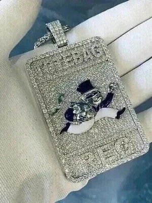 4Ct Round Cut Real Moissanite Custom Letter Men's Pendant 14K White Gold Plated