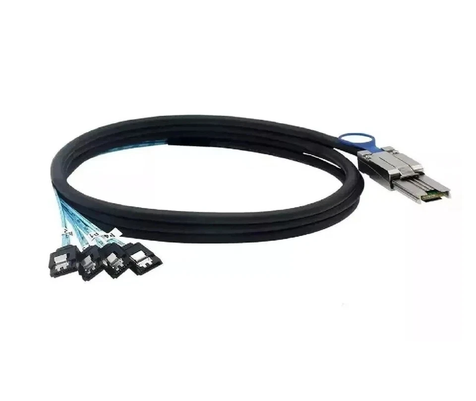 New Cable Mini SAS 26P SFF 8088 Male to 4 x SATA 7 Pin 3.3ft Latch Cable Top 1m - Image 2 of 4